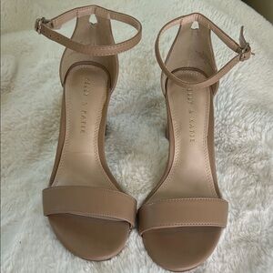 Kelly & Katie Nude Ankle-Strap Block Heel Sandals